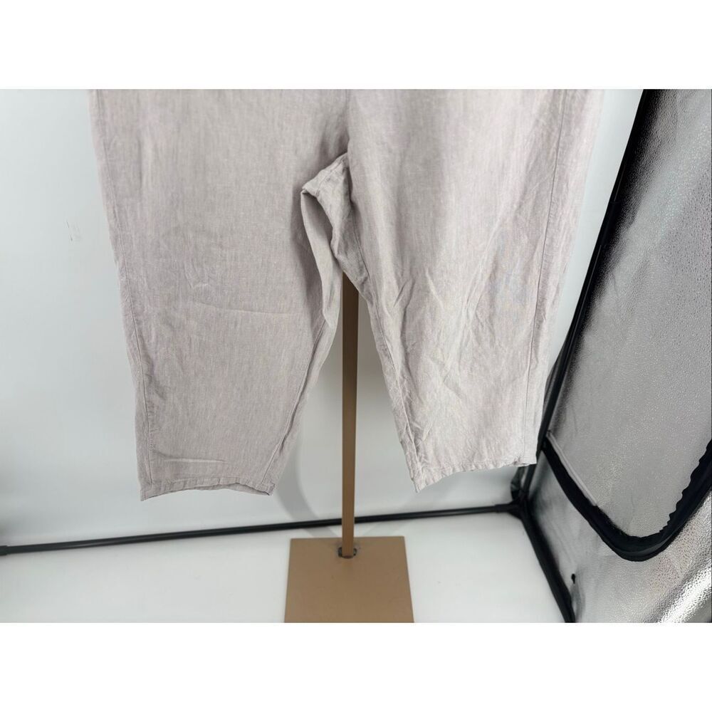 J.Jill Love Linen Natural Beige Cropped Pants Pull-On Elastic Waist Pockets XL - Picture 5 of 11